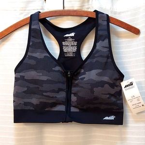 NWT Avia sports bra, large, front zip, camo